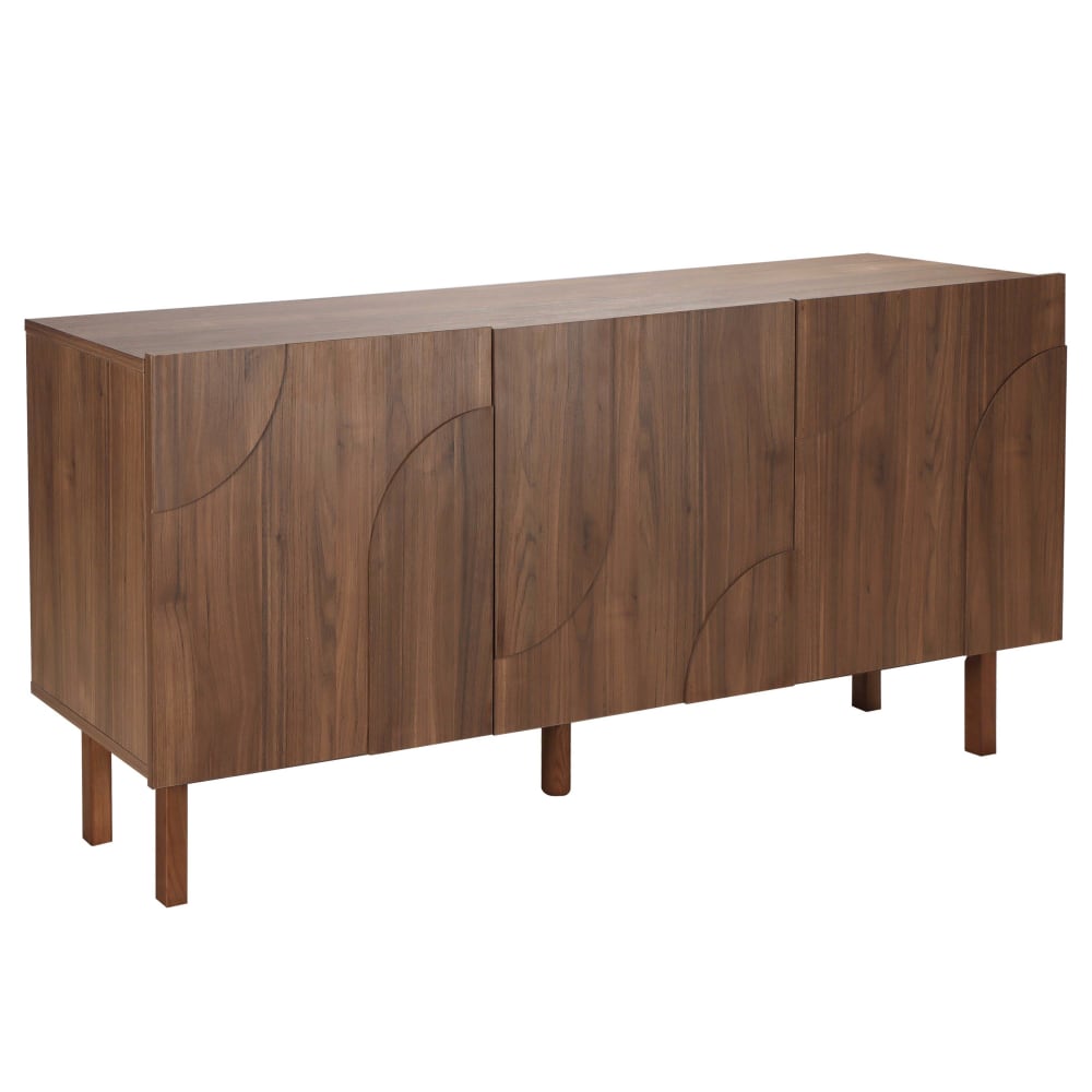 Buffet 3 portes en mélaminé 160 cm effet bois foncé