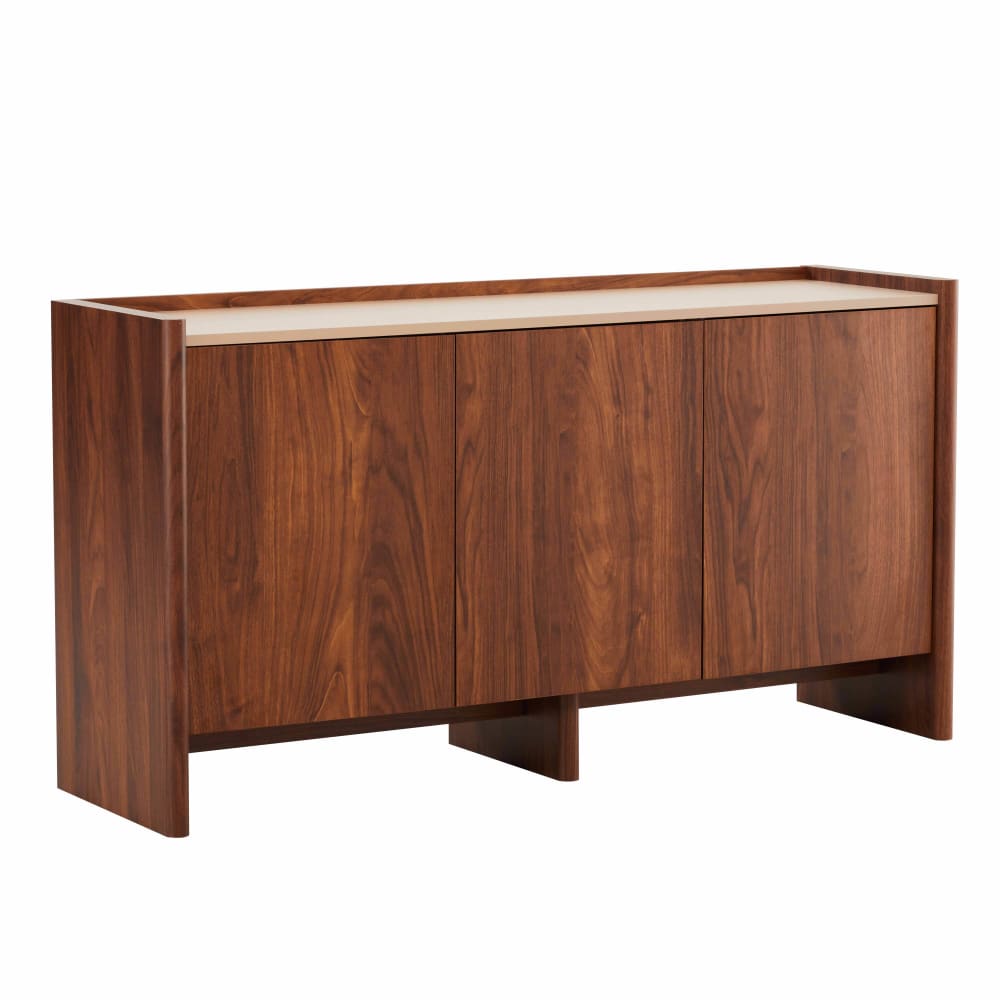 Buffet 3 portes moderne rectangulaire L140 cm bois foncé