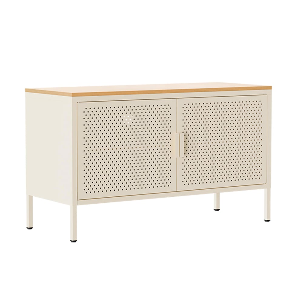 Buffet moderne 2 portes L100 cm en métal écru