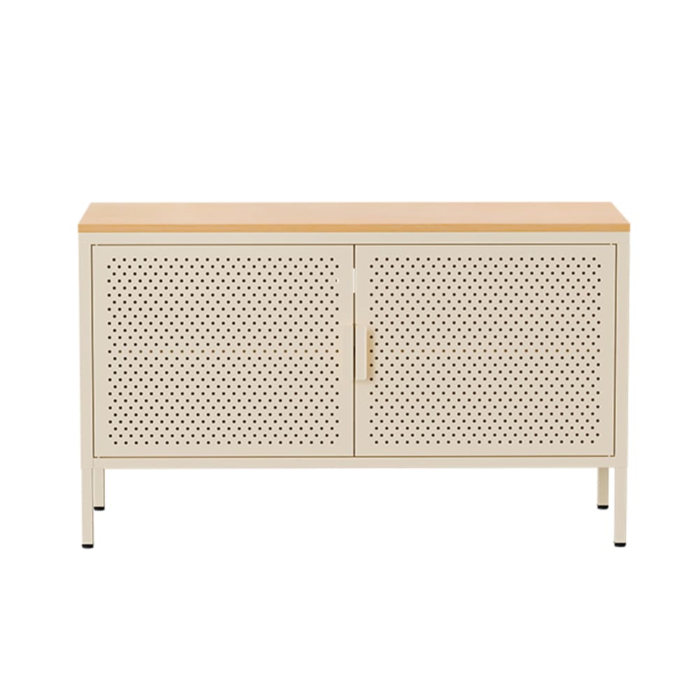 Buffet moderne 2 portes l100 cm en métal écru