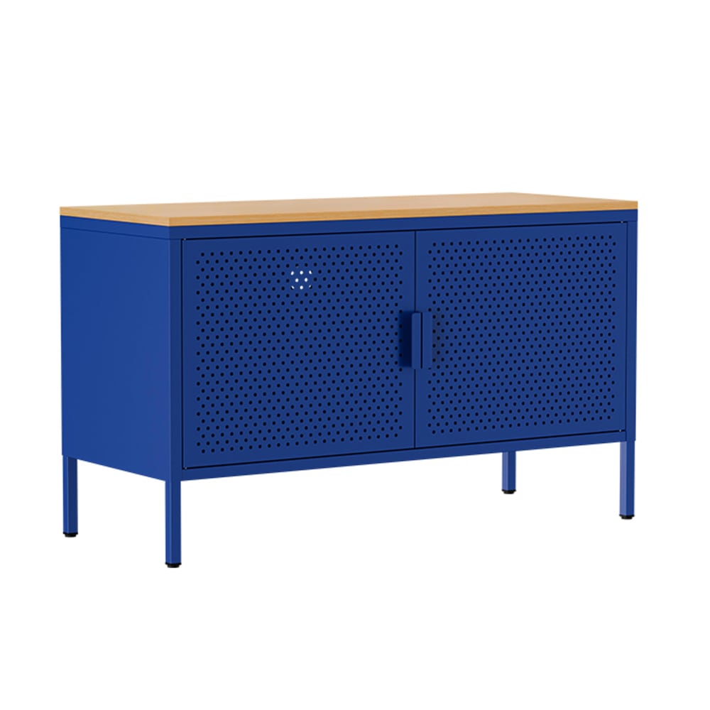Buffet moderne 2 portes L100 cm en métal bleu foncé