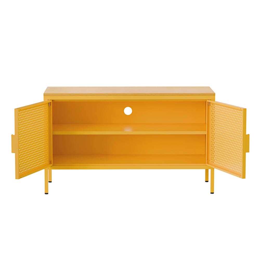 Modernes Sideboard mit 2 Türen L 100 cm aus gelbem Metall -