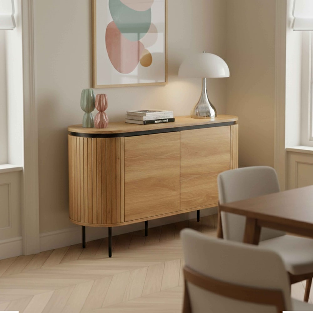 Buffet 2 portes moderne rectangulaire l120 cm bois clair