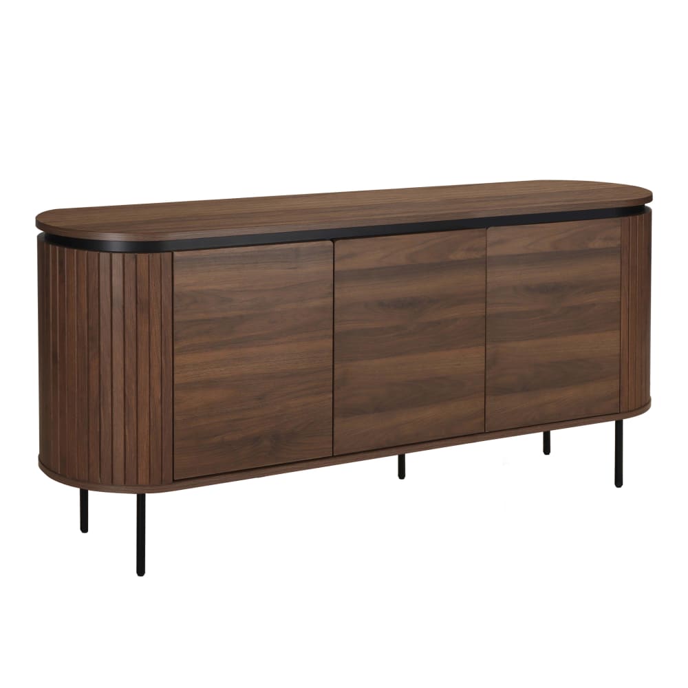 Buffet 3 portes moderne rectangulaire L160 cm bois foncé