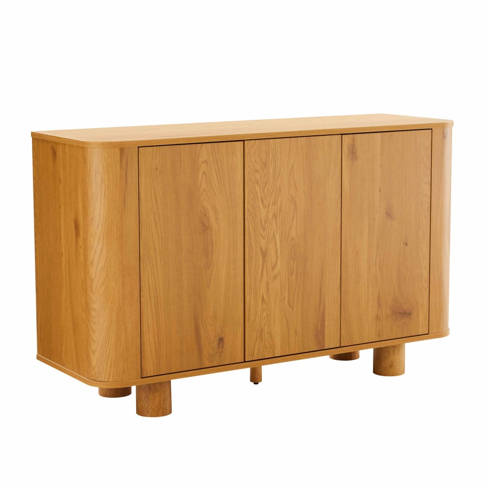 Buffet 3 portes moderne rectangulaire L120 cm bois clair