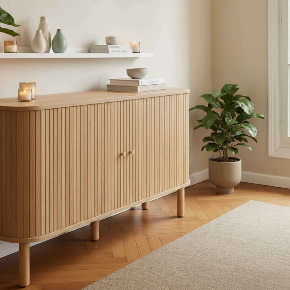 Skandinavisches Sideboard mit 2 Türen L140 cm helles Holz -