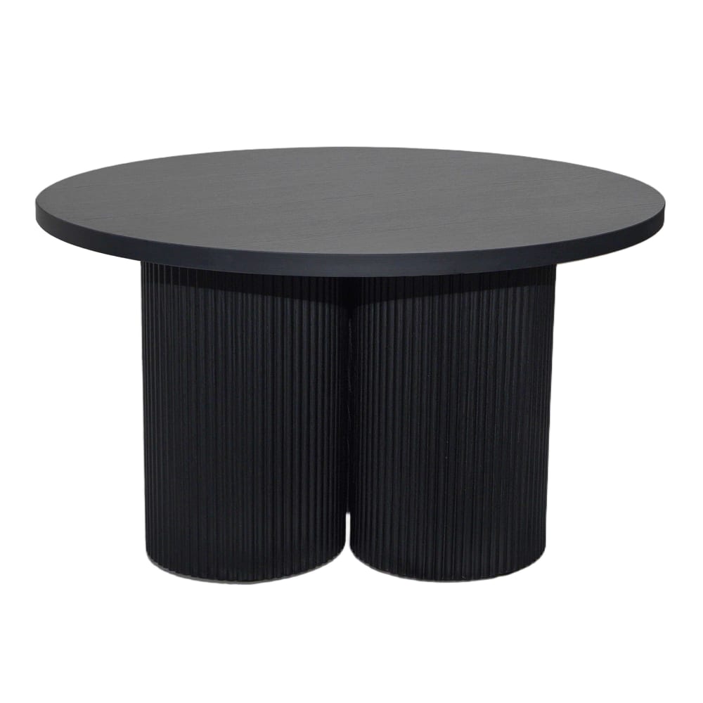 Oviala Skandinavischer runder Couchtisch 80 cm dunkles Holz Schwarz Holz