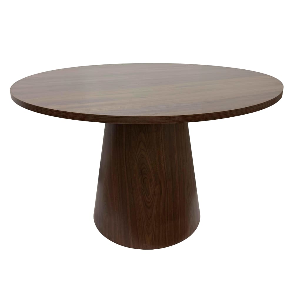 Table à manger scandinave ronde 120 cm effet bois foncé