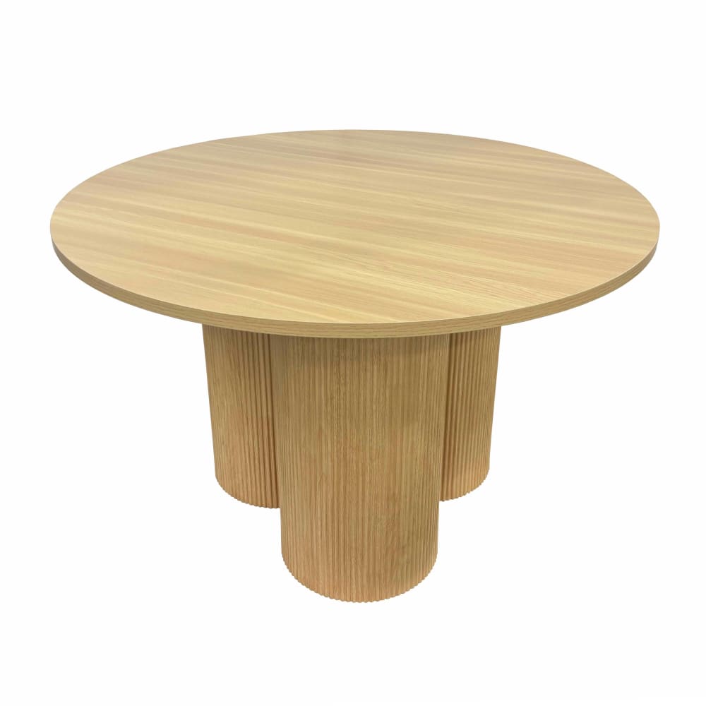Oviala Moderner runder Esstisch 120 cm heller Holzeffekt Beige Holz