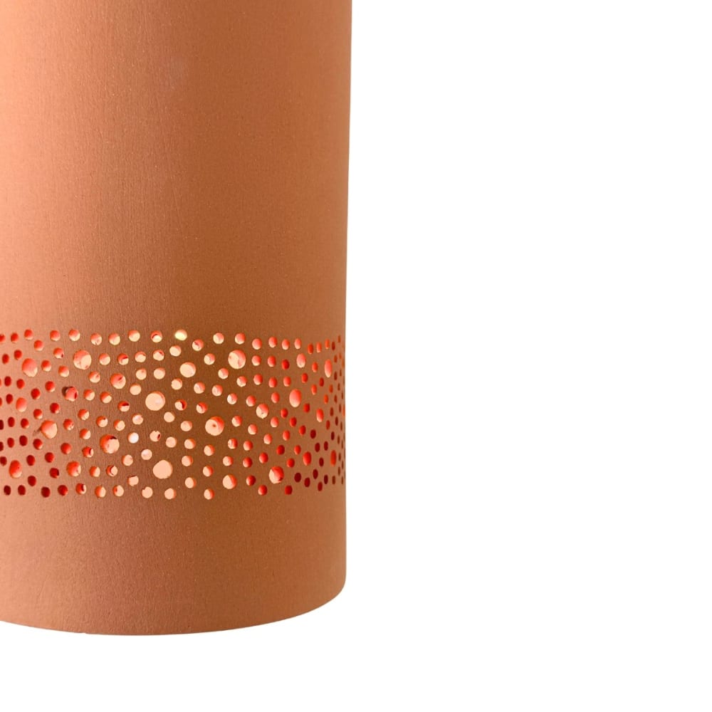 Suspension en terre cuite motif sara avec câble textile lin d.12cm — vue 4