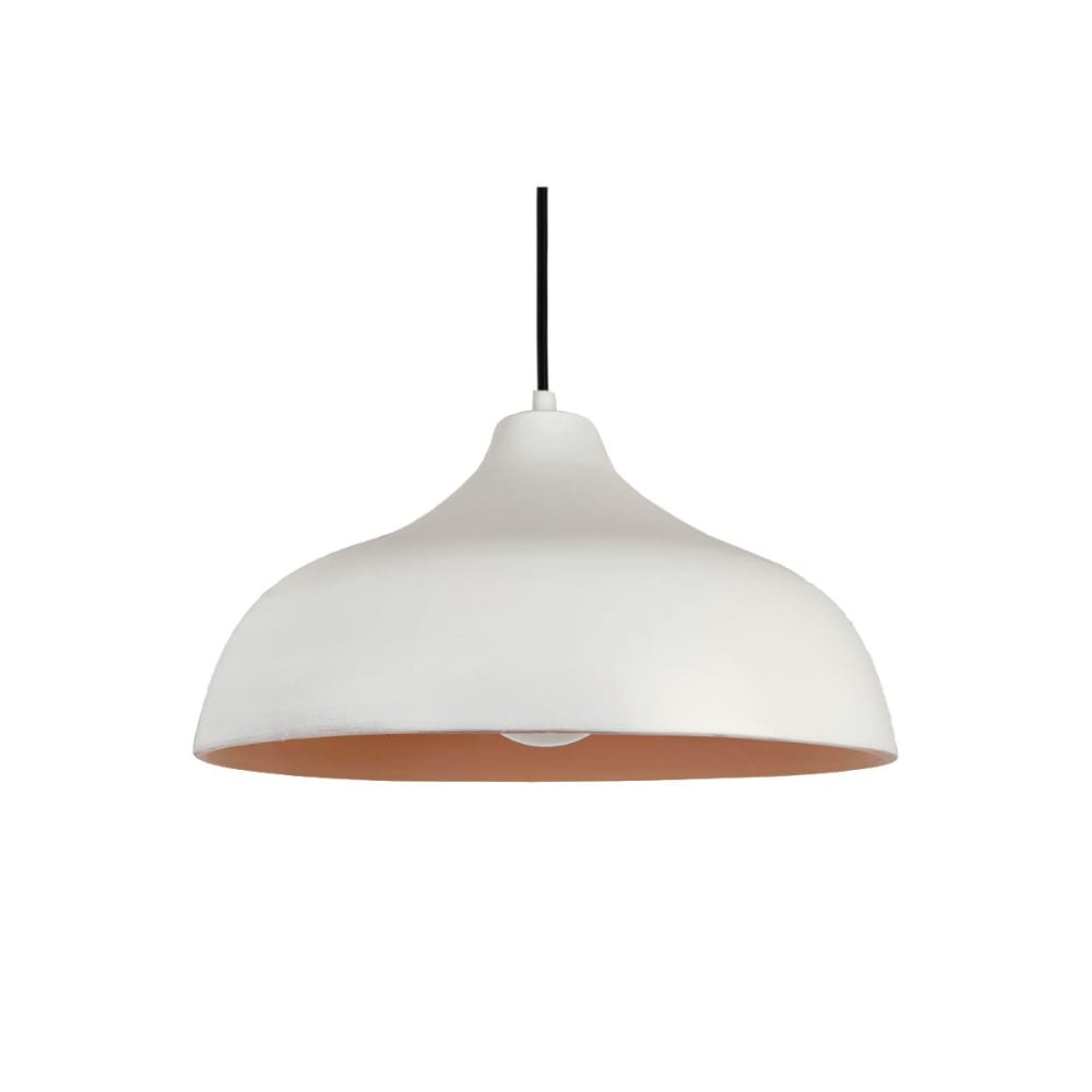 Suspension en terre cuite blanche avec câble textile noir D.35cm