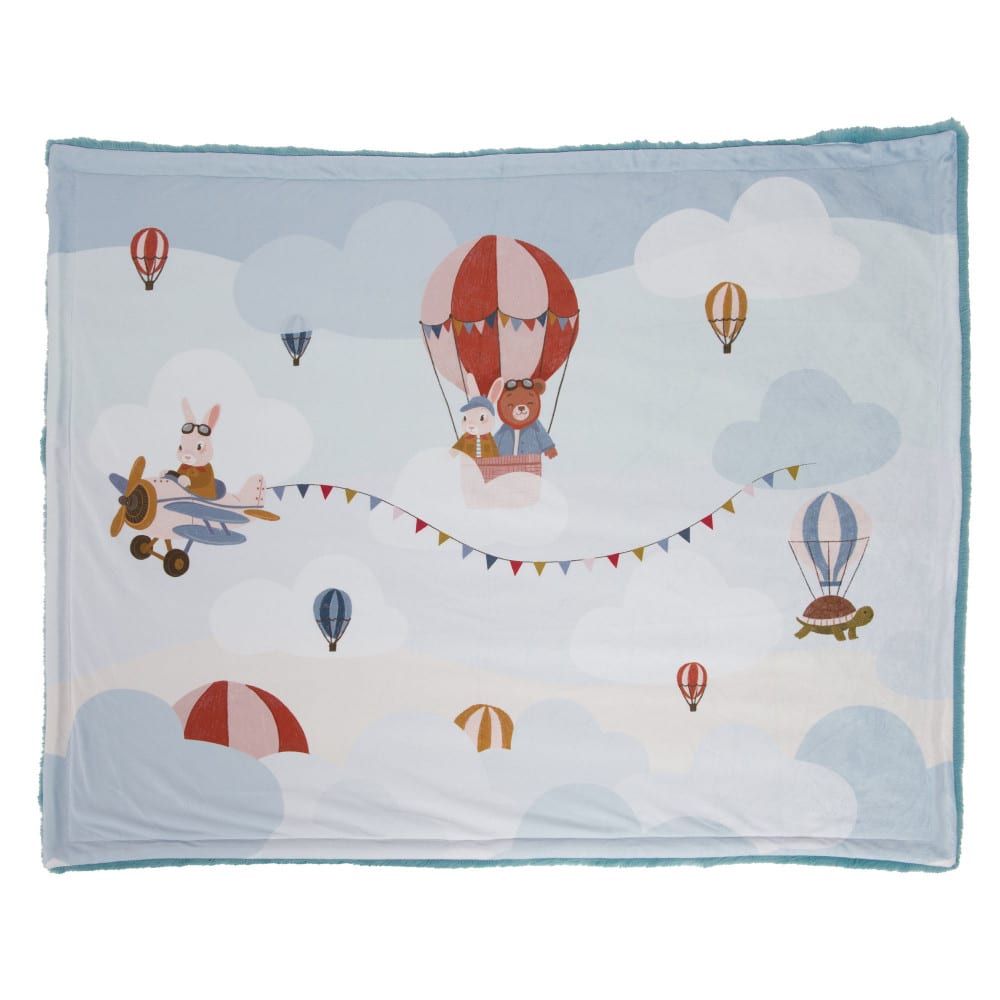 Amadeus - Plaid montgolfière 100x75 cm bleu en polyester