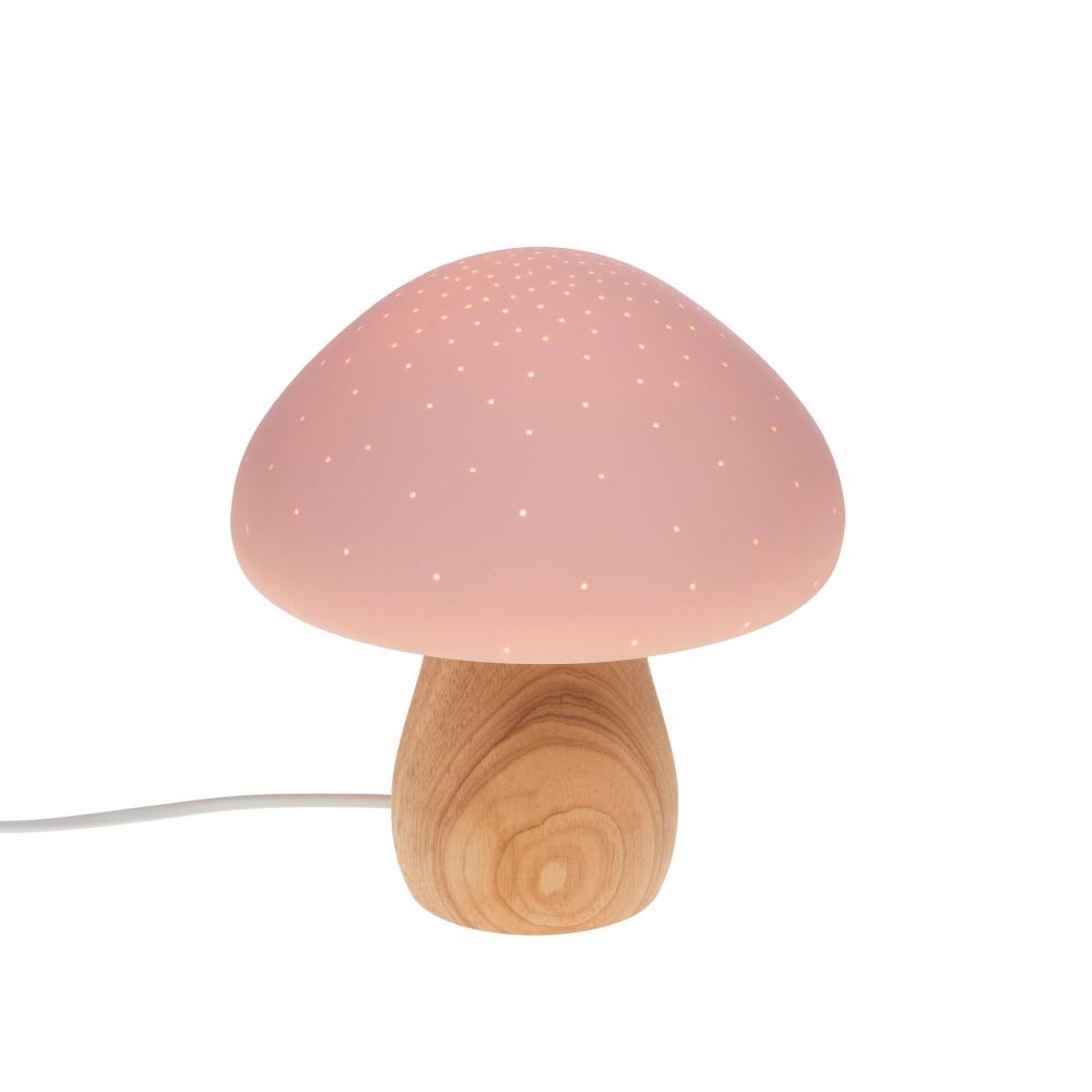 Lampe Champignon rose en porcelaine