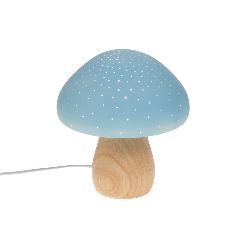 Lampe champignon e bleu en porcelaine
