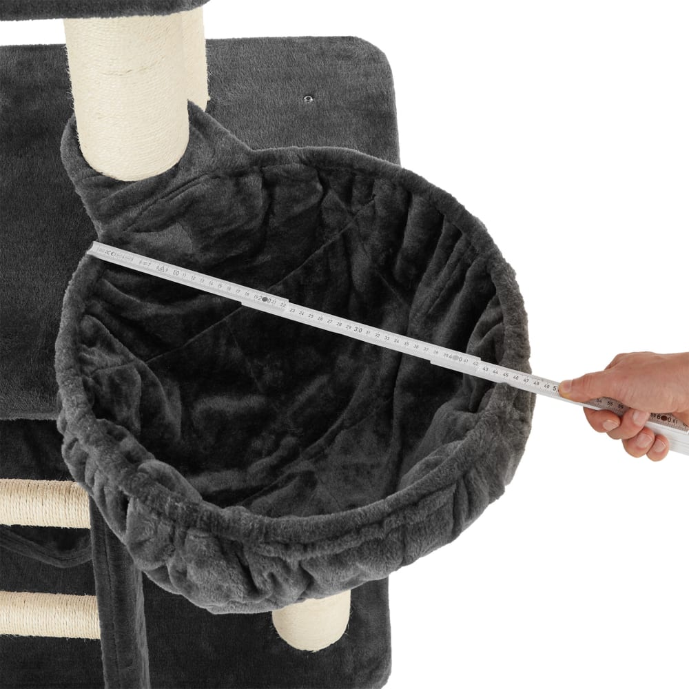 Arbre à chat griffoir sisal panneau de fibres 195 cm gris et blanc