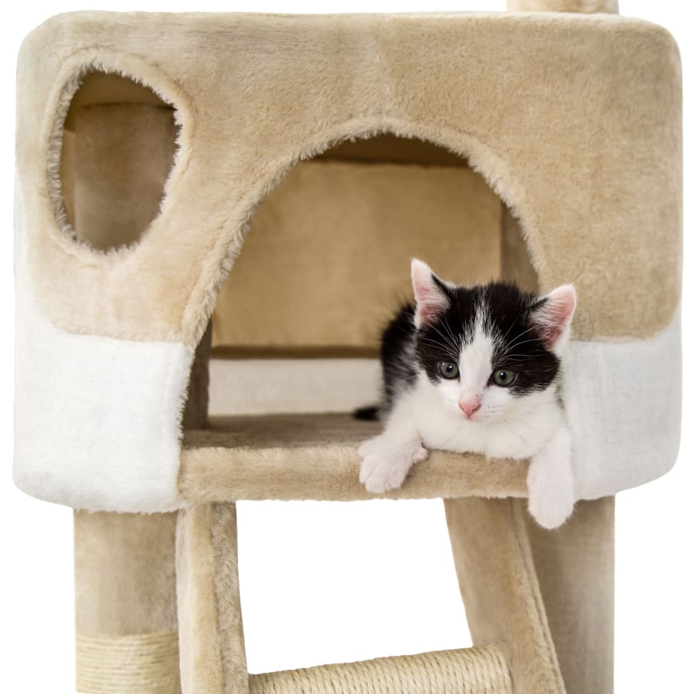 Arbre à chat panneau de fibres griffoir sisal 240 à 260 cm beige/blanc