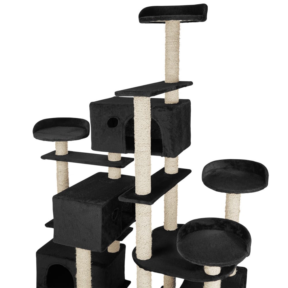 Arbre à chat griffoir escalade 214 cm avec corde en sisal noir