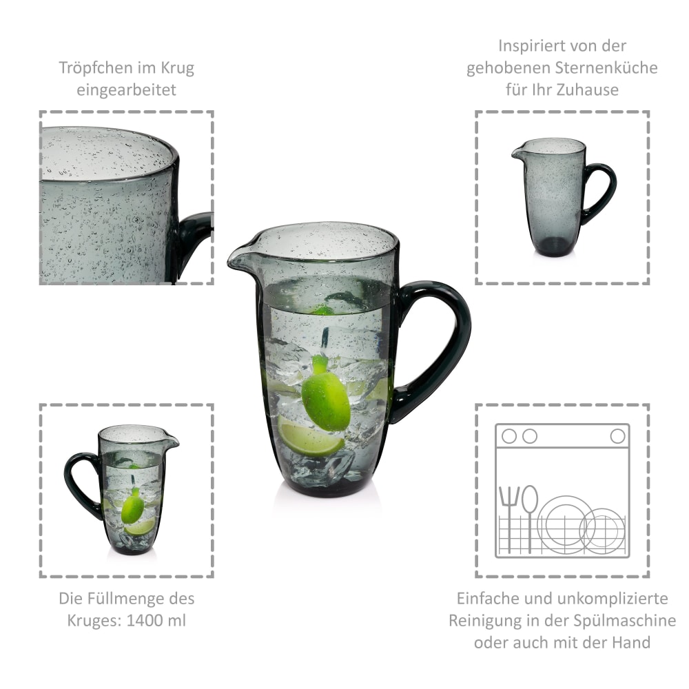 Krug aus Glas, grau - Maisons Du Monde