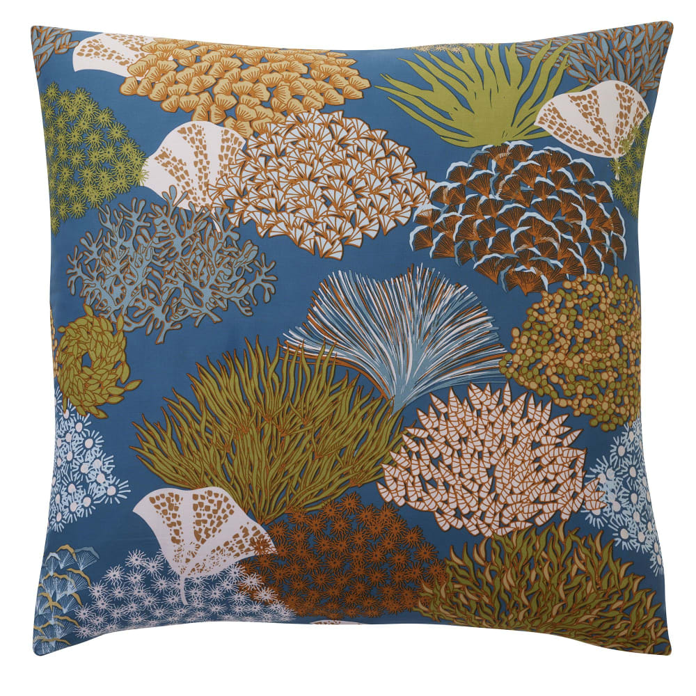 Taie sac en coton bleu 63x63cm