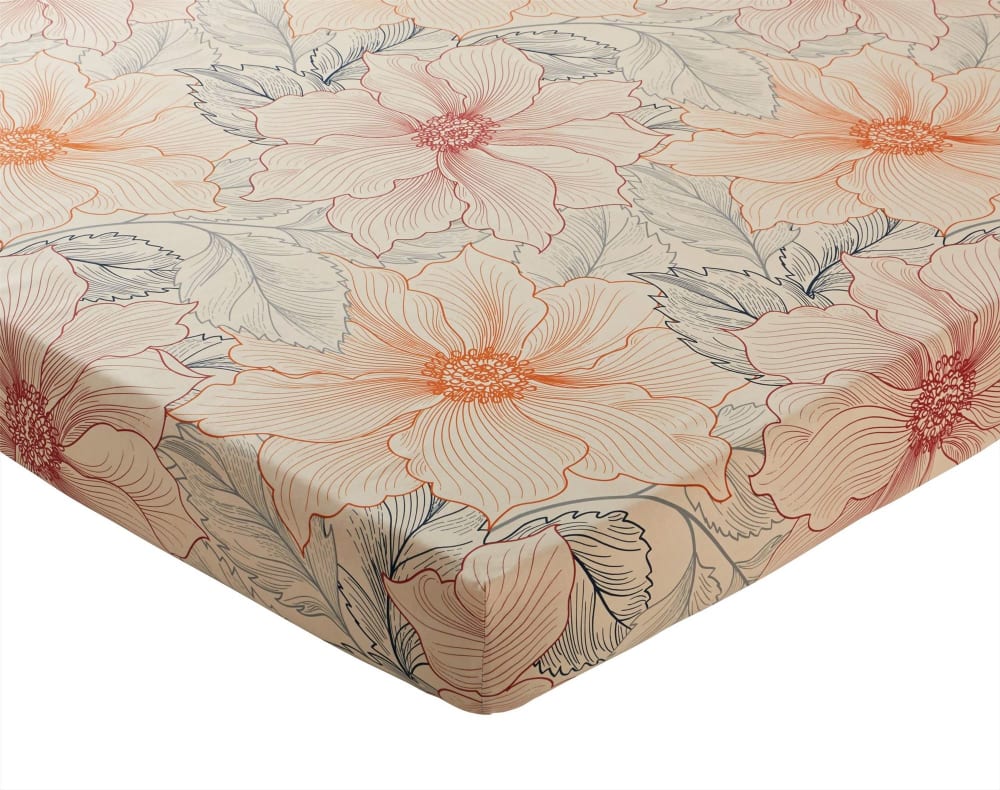 Drap-housse en coton orange 90x190x28cm