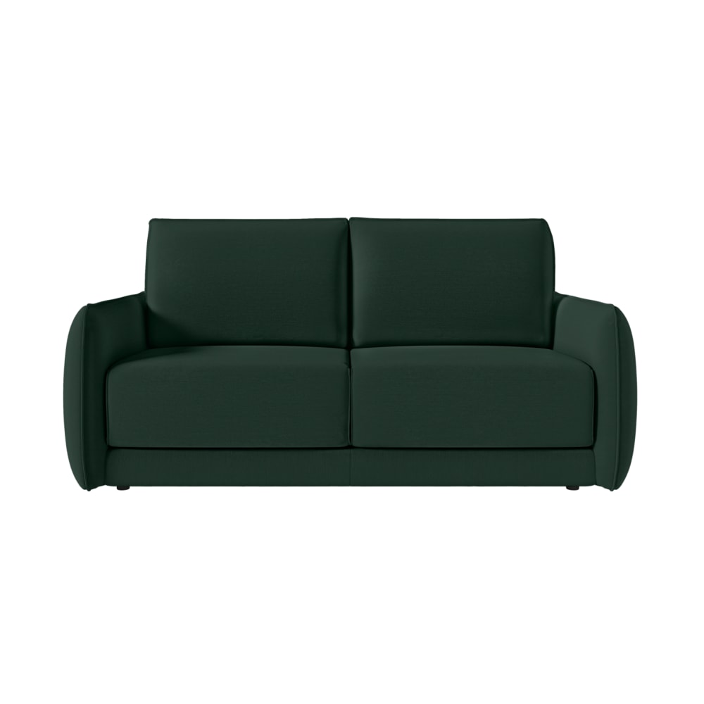 Canapé convertible couchage 160x190cm matelas 14cm tissu vert foncé