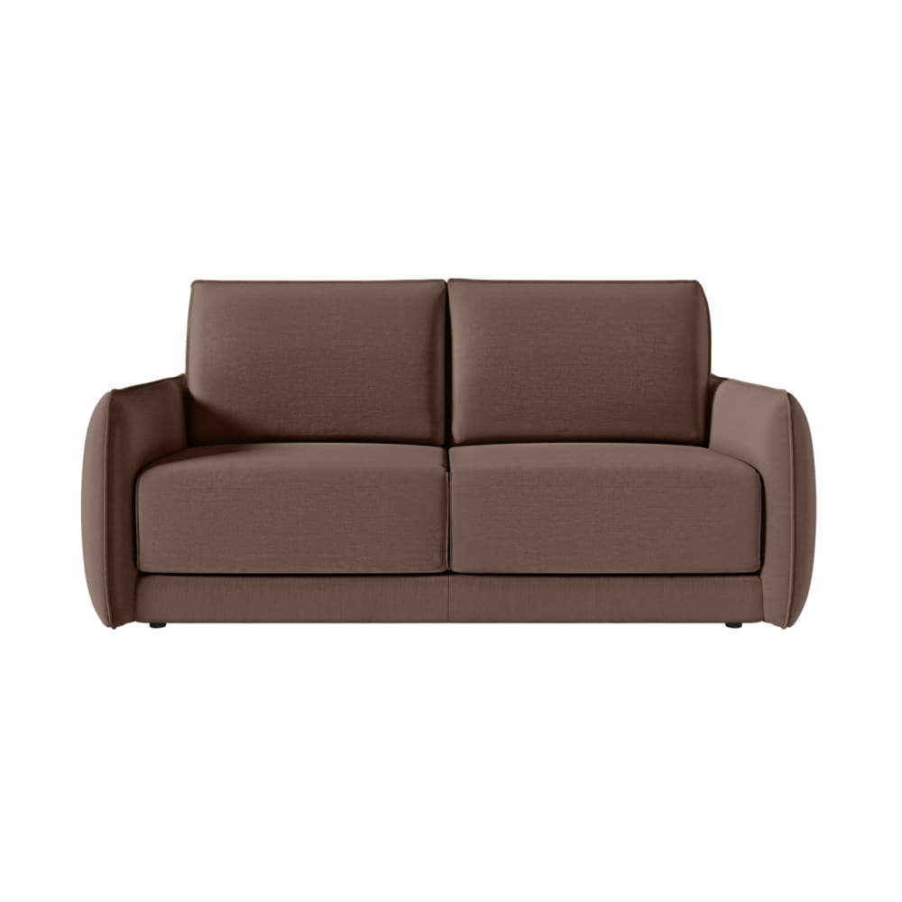 Canapé convertible couchage 140x190cm matelas 14cm tissu marron