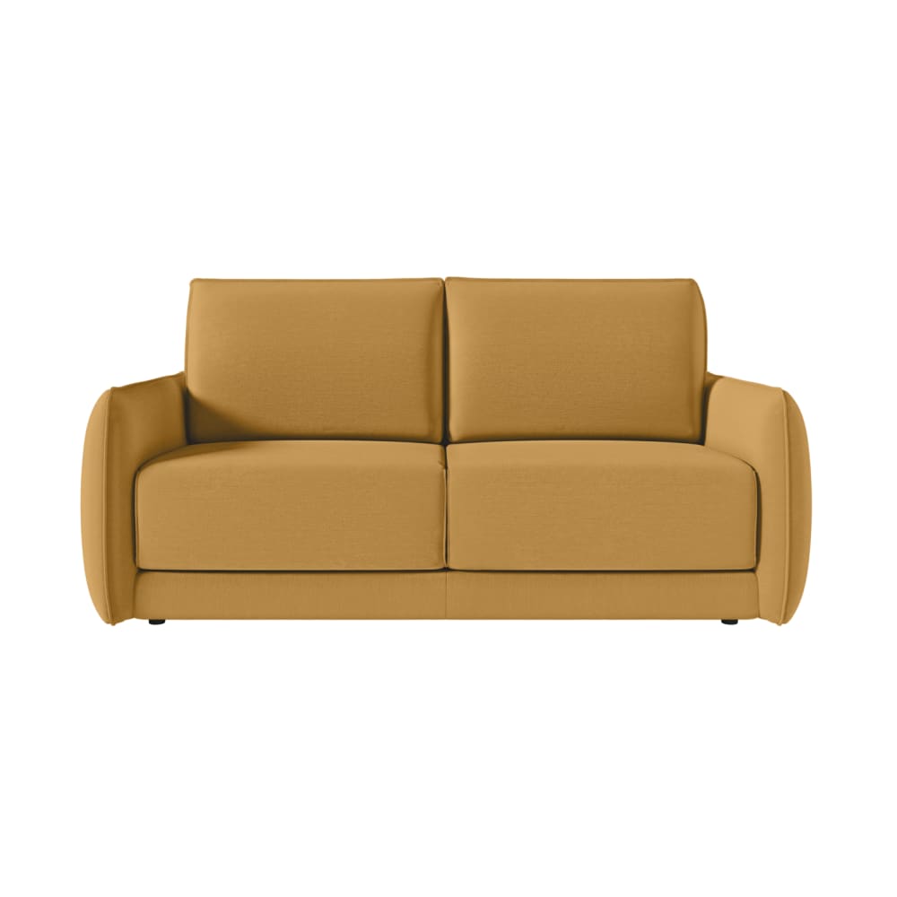 Canapé convertible couchage 160x190cm matelas 14cm tissu jaune