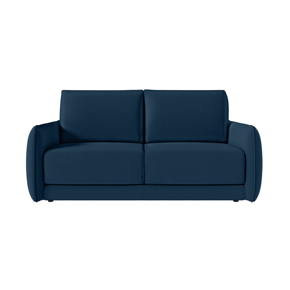 Canapé convertible couchage 160x190cm matelas 14cm tissu bleu pétrole