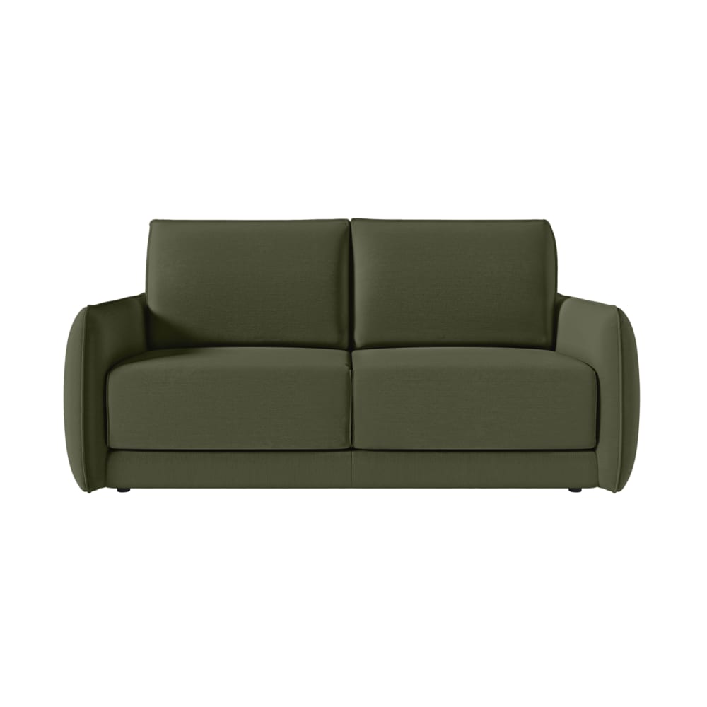 Canapé convertible couchage 160x190cm matelas 14cm tissu vert kaki