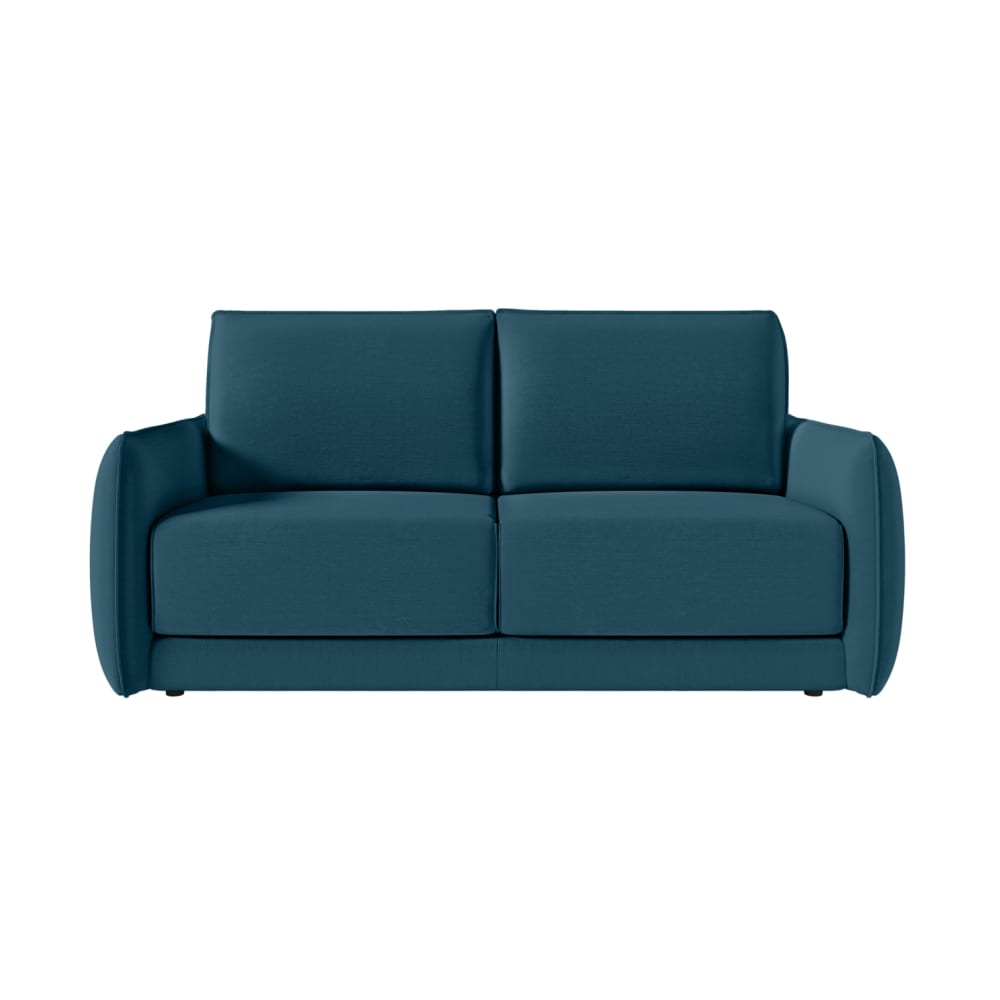Canapé convertible couchage 160x190cm matelas 14cm tissu bleu foncé