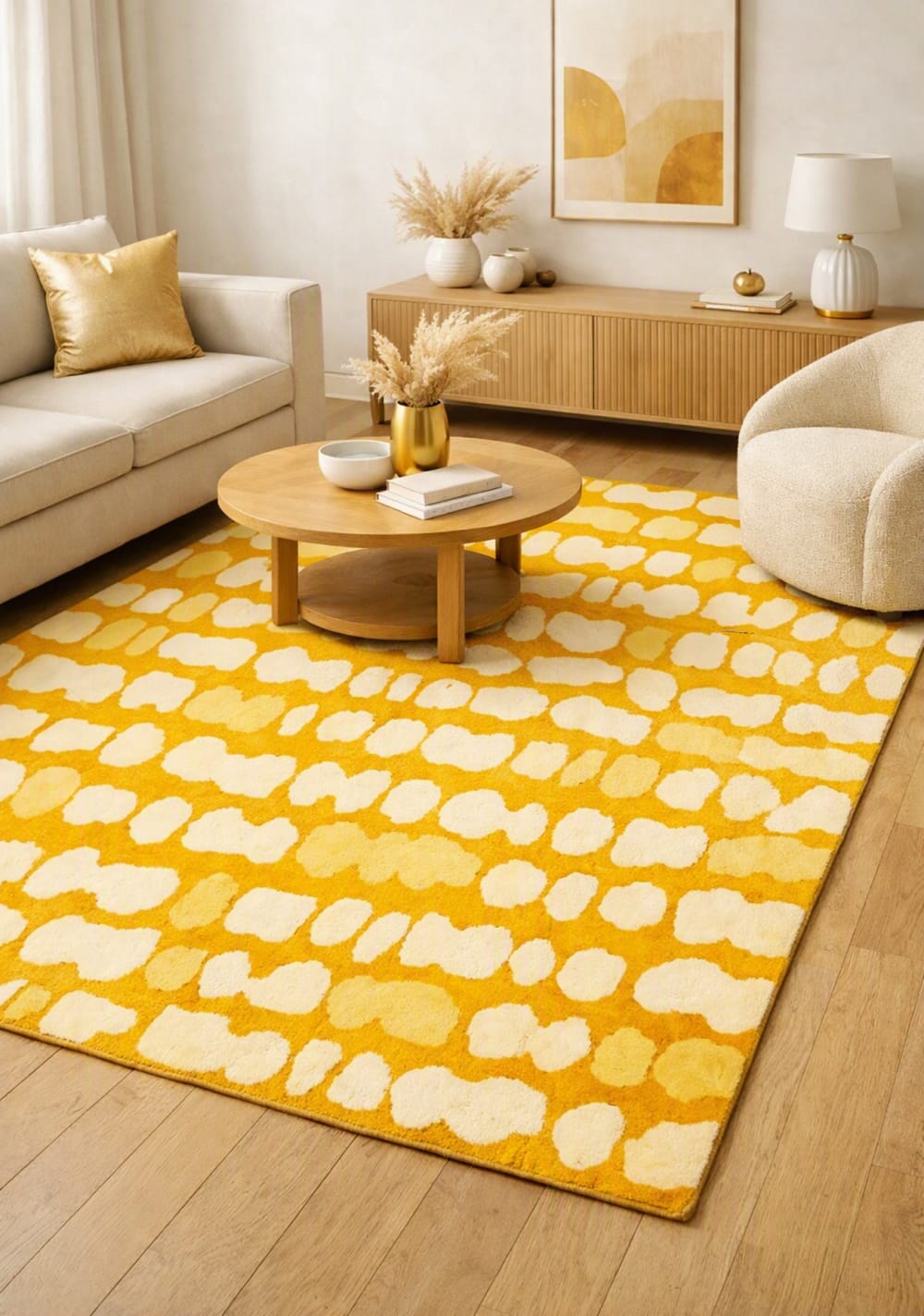 Novatrend Teppich flach gewebt – Wohnzimmer & Schlafzimmer style modern Gelb Öko-Tex Zertifikat Pes - Polyester