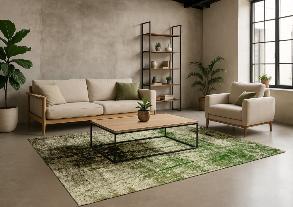 Novatrend Teppich flach gewebt – Wohnzimmer & Schlafzimmer style modern Grün Öko-Tex Zertifikat Pes - Polyester