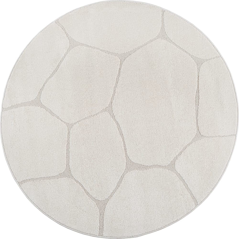 Tapis Everest Moderne élégant Aspect Pierre, Crème, 120 cm rond