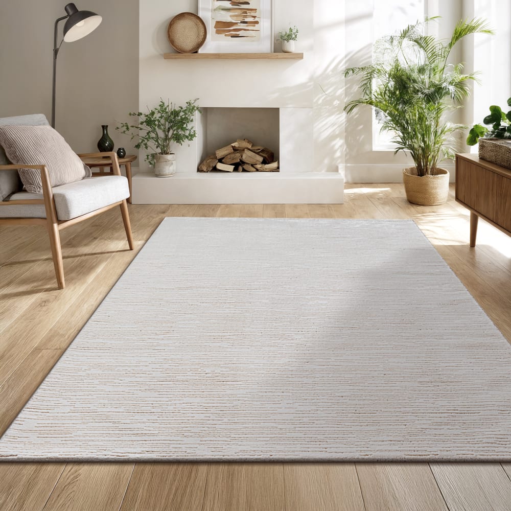Tapis Lima design doux, velours recyclé, Crème, 120 x 170 cm — vue 3