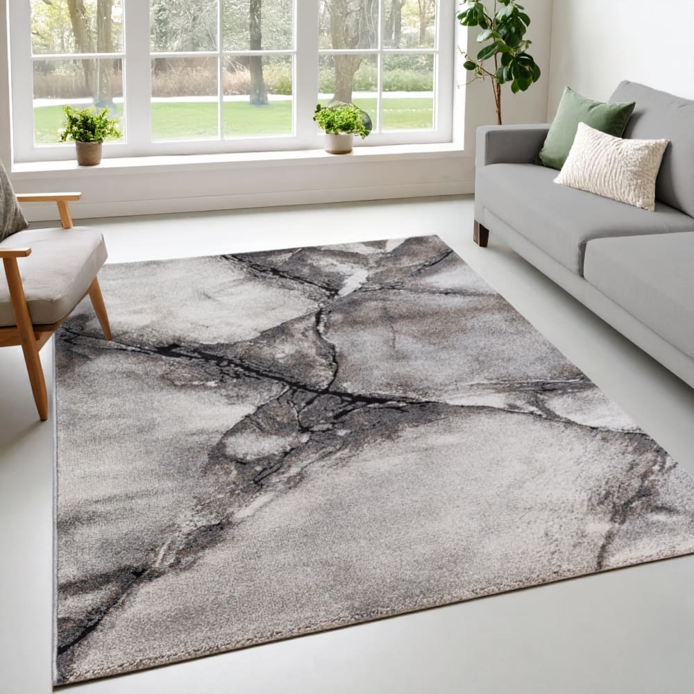 Tapis moderne effet marbre, gris, 160 x 230 cm — vue 3