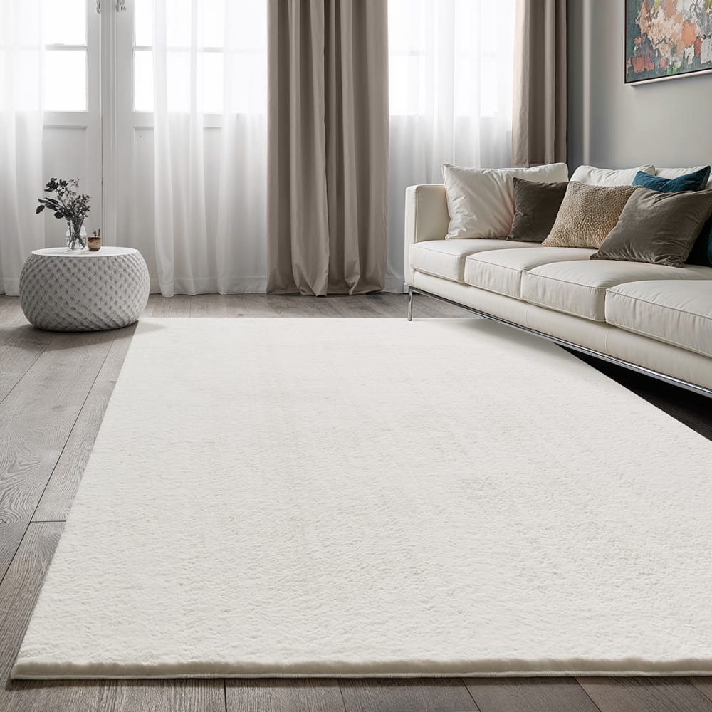 Tapis lavable moelleux élégant uni, Crème, 80 x 300 cm — vue 3