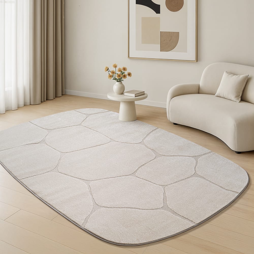 Tapis Everest Moderne élégant Aspect Pierre, Crème, 160 x 230 cm oval — vue 3