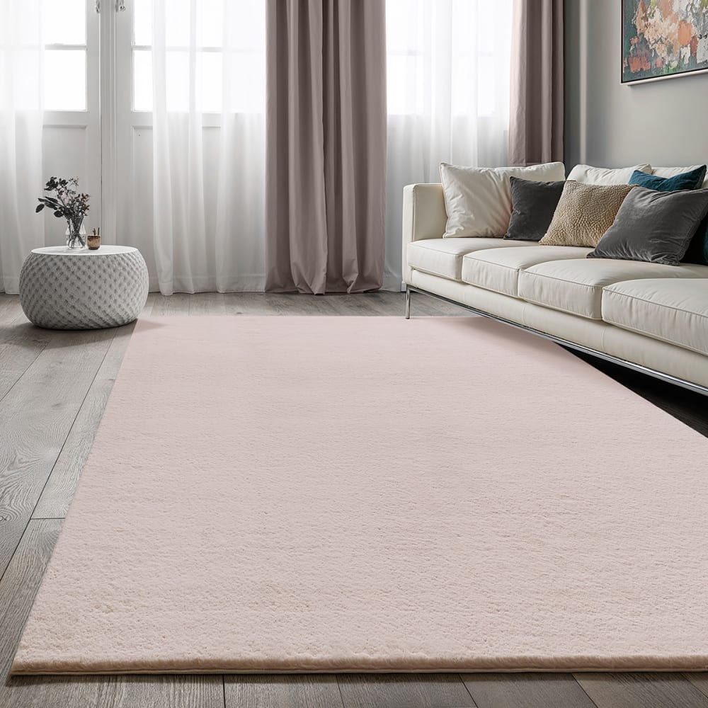 Tapis lavable moelleux élégant uni, Rose, 160 x 220 cm — vue 3