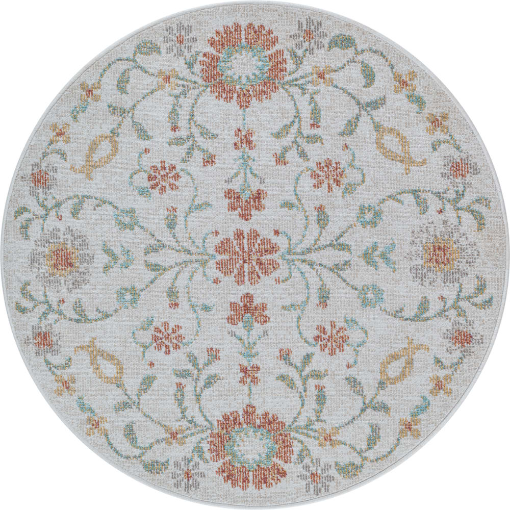 Tapis Palma extérieur Motif fleurs, Multi, 120 cm Rond