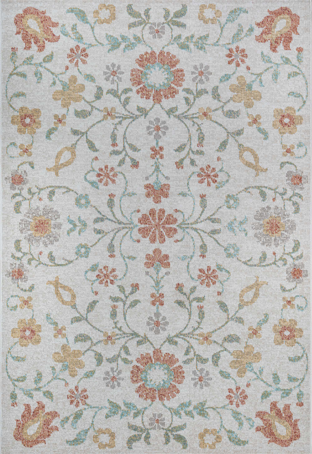 Teppich Outdoor Vintage Blumen, Mehrfarbig, 80 x 150 cm - Maisons
