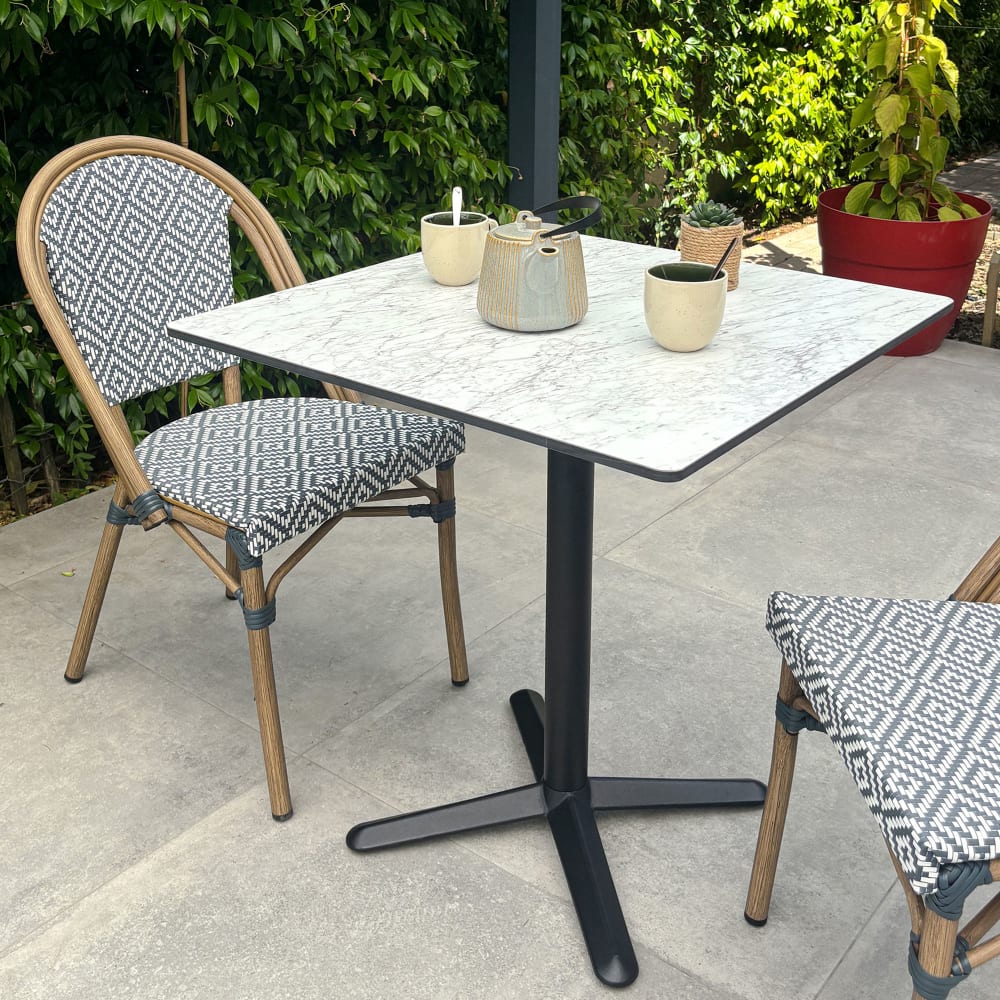 dcb garden 2-Sitzer-Garten-Essgruppe aus Stahl mit HPL-Platte style modern Blau Stahl