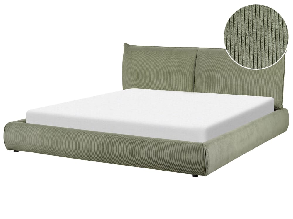 Lit double en tissu vert 180x200
