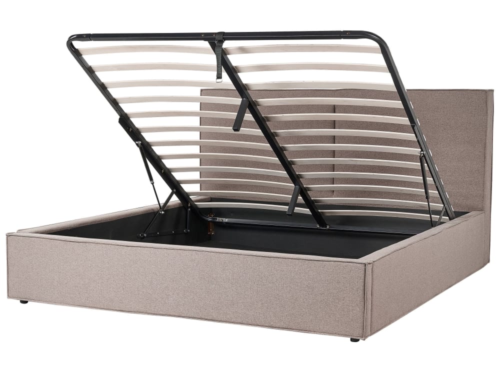 Lit double en tissu beige 180x200