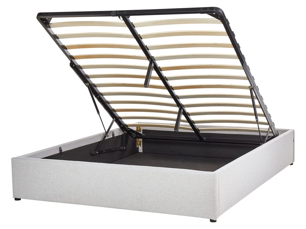 Lit double en tissu gris 140x200