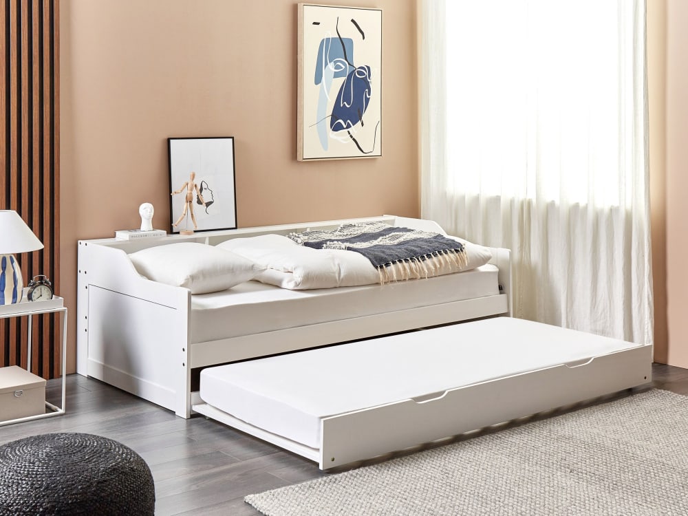 Lit gigogne en bois blanc 90x200