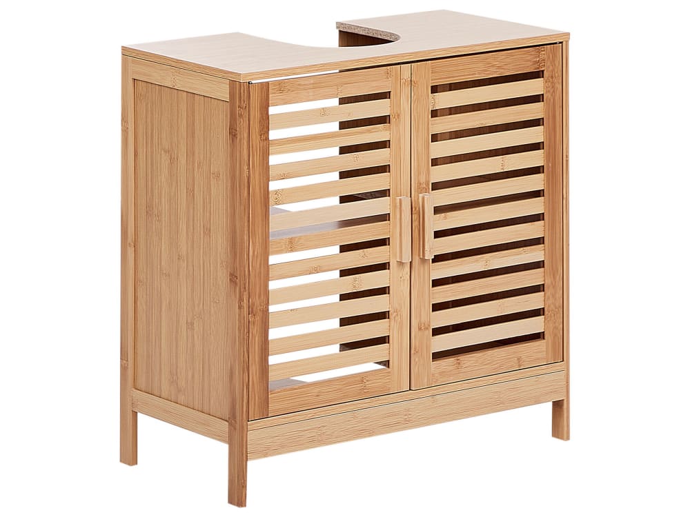 Badezimmerschrank Aus Holz 60Cm, Heller Holzfarbton