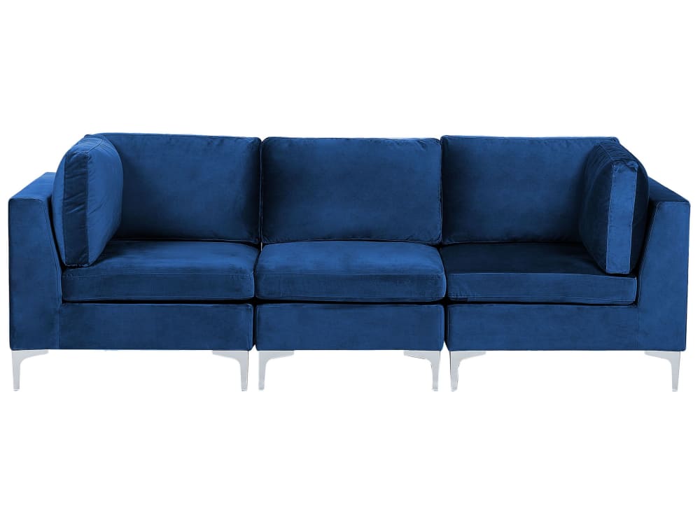 Canapé modulable 3 places velours bleu marine