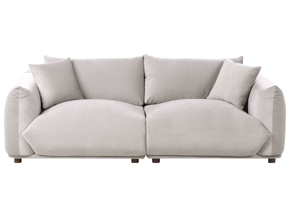 Canapé 3 places 3 personnes en velours beige