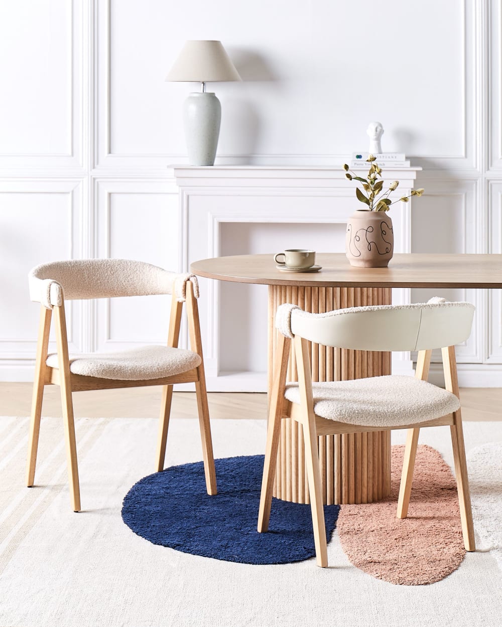 Lot de 2 chaises de salle à manger en tissu beige 55x75cm