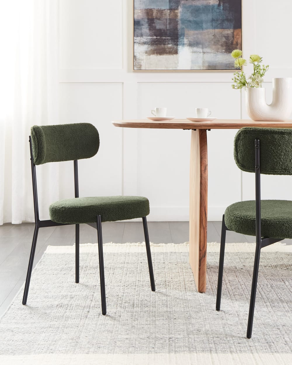 Lot de 2 chaises de salle à manger en tissu vert 47x77cm